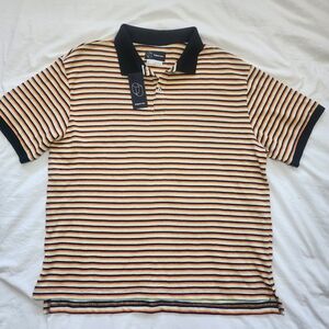 Original Use Orange and Black Men's Polo Shirt with Striped Design, Size M.